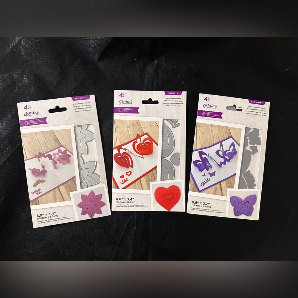 NEW 3 Gemini; Elements; Spiral Pop Out Flower heart, butterfly Paper-craft